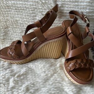 ANTONIO MELANI Tan Braided Leather Sandals
